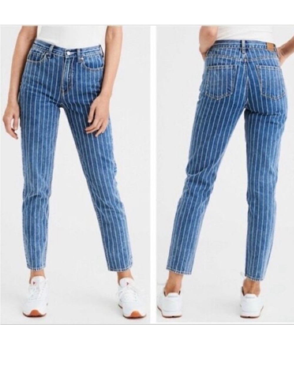 American Eagle High Waist Striped Mom Jeans